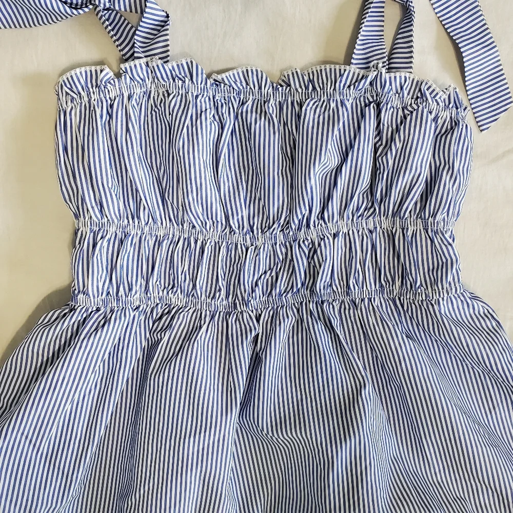 Women's Vine & Love Blue White Striped Maxi Dress Tie Straps Size Medium - Picture 5 of 6